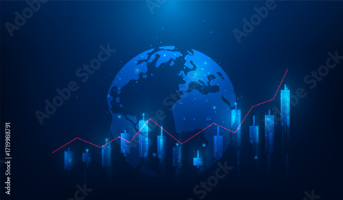 investment graph stock trend economy global technology. business trading growth and profit. Wealth Creation. vector illustration fantastic technology.
