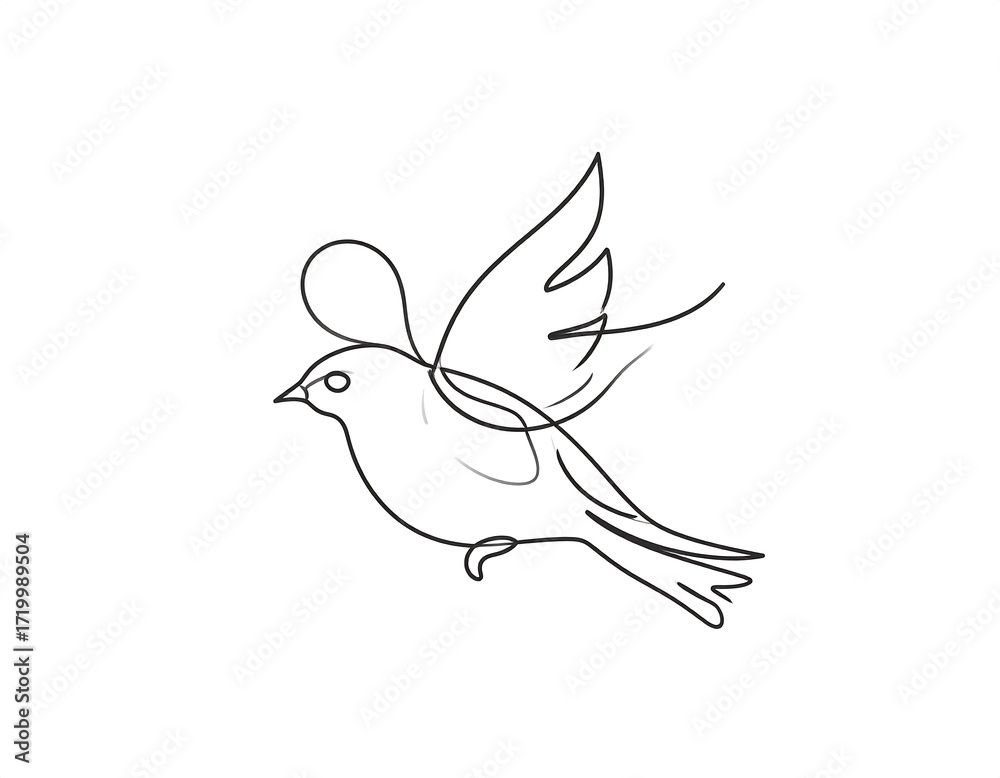 Obraz premium Simple line drawing of a bird in flight