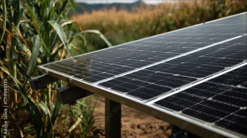 Fototapeta premium solar panel in cornfield nature