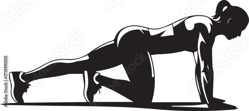 Fit woman silhouette performing plank exercise dynamic workout silhouette active lifestyle