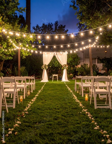 Outdoor wedding ceremony at night