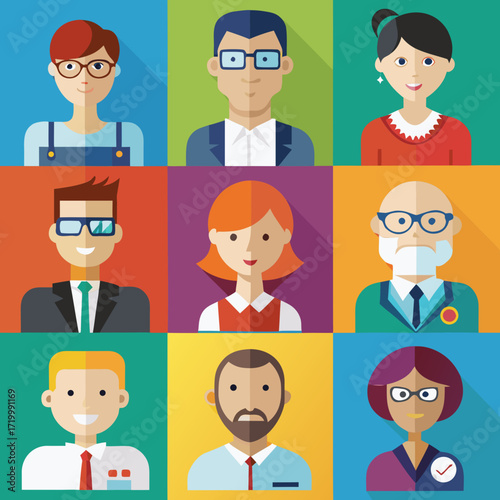 set of funny cartoon people vector illustration