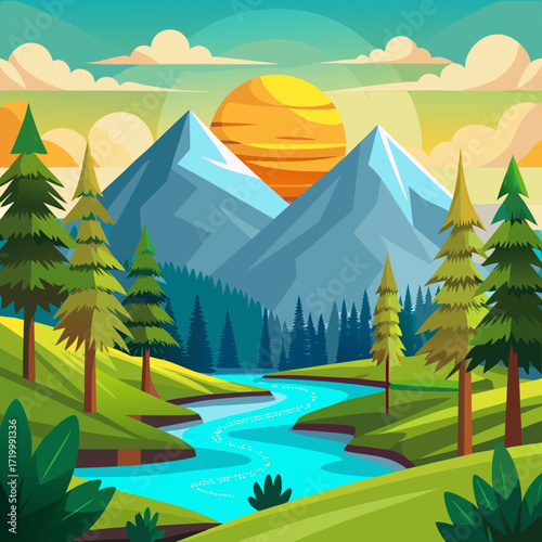 mountain landscape with trees