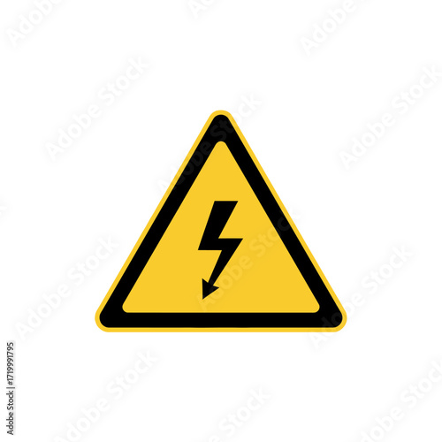 Warning sign with a yellow triangle and a black lightning bolt, indicating high voltage.