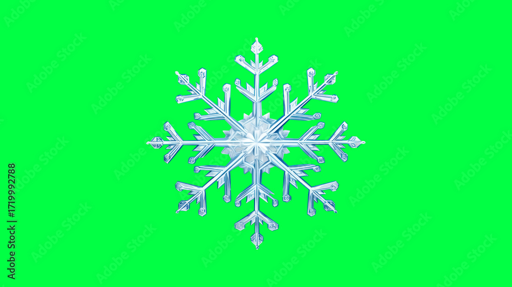 Fototapeta premium Intricate snowflake on green screen background
