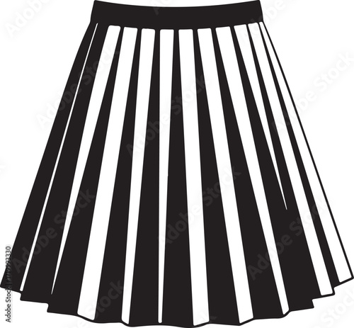 Black and White Striped Pleated Skirt Icon fashion clothing