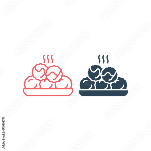Meatball vector illustration icons set