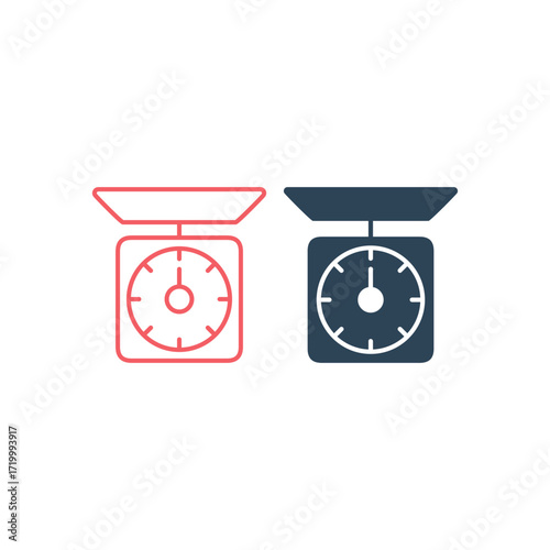 Kitchen scale vector illustration icons set