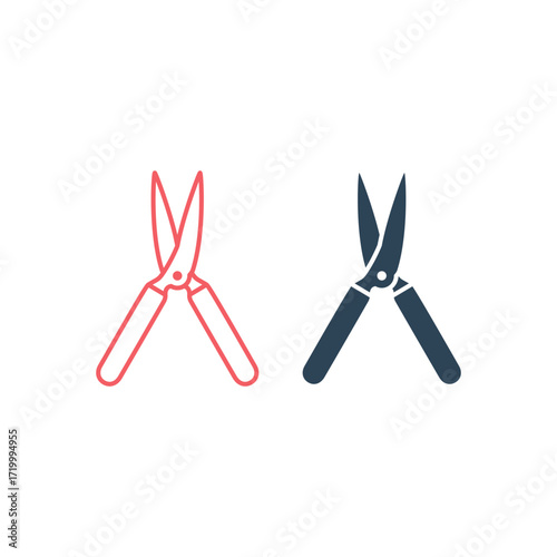 Garden shears vector illustration icons set