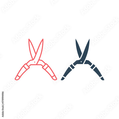 Garden shears vector illustration icons set