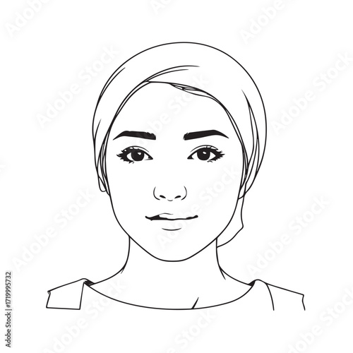 
Black and white line art of a cool woman playing guitar in casual outfit minimalist stylish illustration