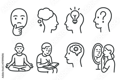 Outline illustrations of human thoughts and emotions