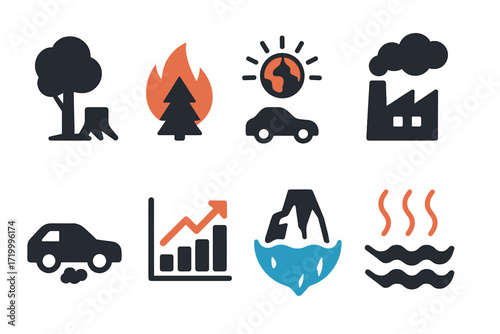 Abstract icons highlighting environmental issues in modern design