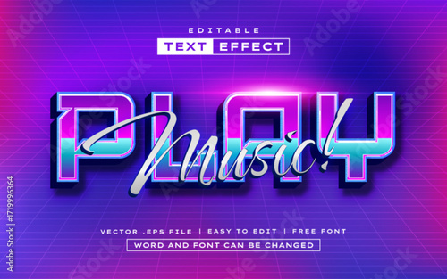 Play Music 3D editable text effect style