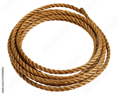 Thick coiled lasso rope on background isolated on a transparent background cowboy