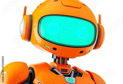 Wallpaper Mural Sleek orange robot, futuristic design, isolated on white,  isolated,  modern Torontodigital.ca