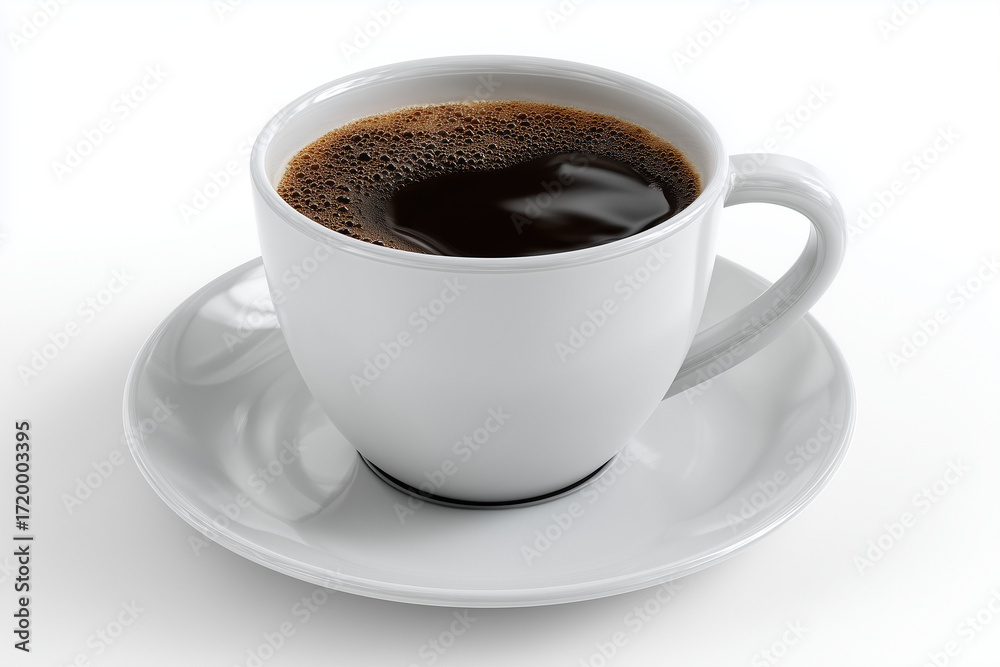 Obraz premium A coffee cup, 3D render, isolated on a white background. 