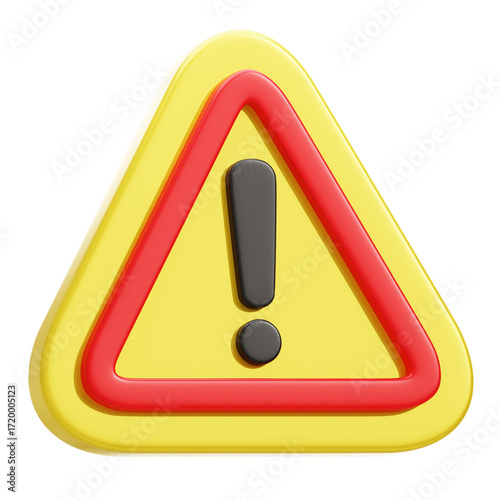 3D Yellow Warning Sign With Exclamation