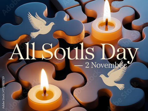 Minimalist All Souls Day Poster Design with Soft Candlelight Glow and Modern Typography