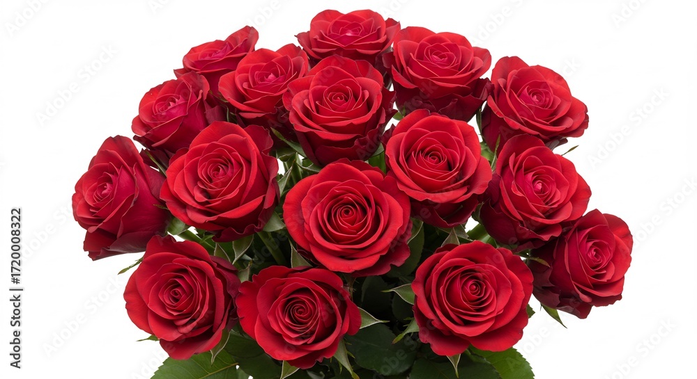 Obraz premium 情熱的な赤薔薇束 鮮やか光沢 美しく輝く花弁. AI Generated