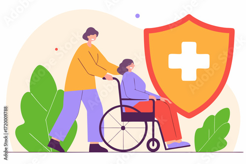 Professional Caregiver and Senior Patient Vector Art