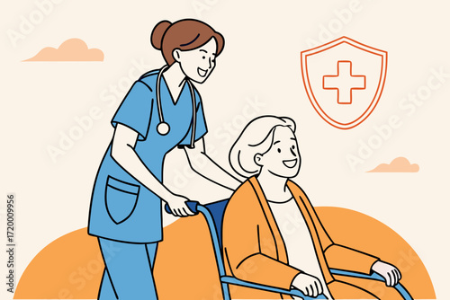 Nursing Service Flat Design Vector Illustration