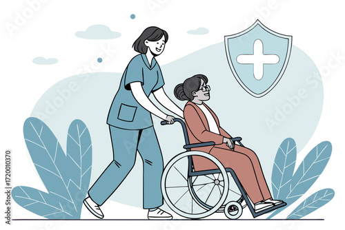 Clinical Nurse Helping Patient Vector Art