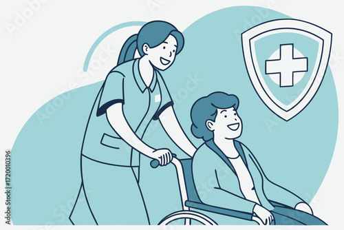 Nursing Aid Vector with Patient Support Scene