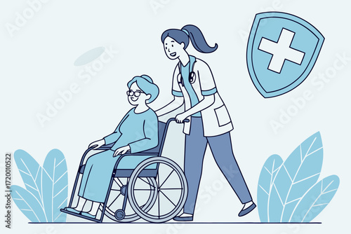 Care for Elderly Vector with Compassionate Nurse