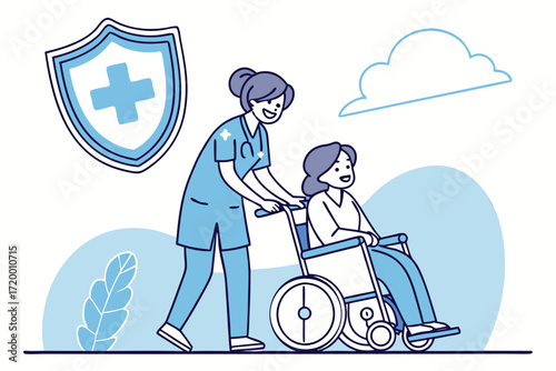 Medical Aid Vector with Caring Nurse Illustration