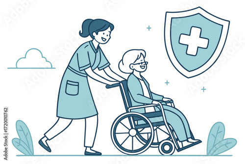 Hospital Life Vector with Patient Support Scene