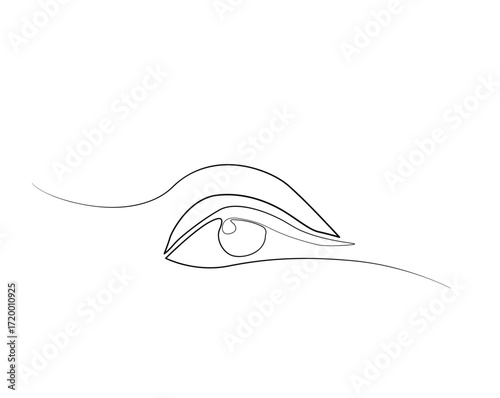 Human eye anatomy outline illustration. Continuous line drawing of beautiful eye.