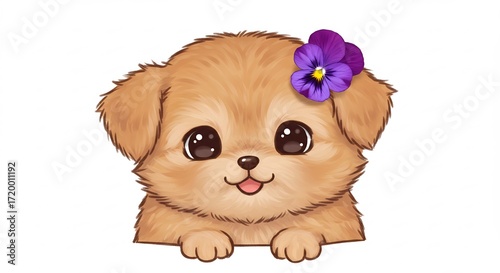 可愛い子犬 パステルカラー 優しい光 笑顔 幸せ This translates roughly to: 