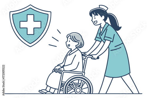 Wheelchair Scene Vector for Medical Campaign