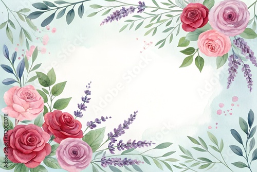 pink roses frame and border background