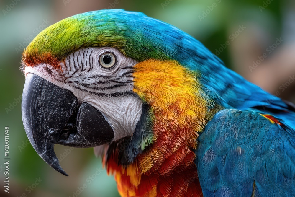 Obraz premium Close up portrait of a colorful macaw parrot
