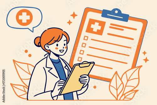 Digital Health Record Vector with Professional Doctor