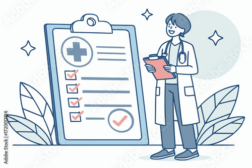 Clean Healthcare Vector with Patient Data and Doctor
