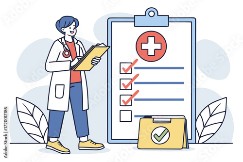 Professional Hospital Documentation Vector with Doctor
