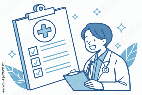 Flat Medical Documentation Vector with Plus Icon