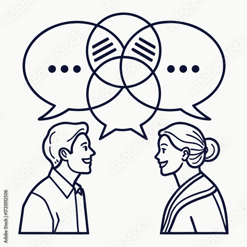 Illustration of two people communicating and sharing ideas