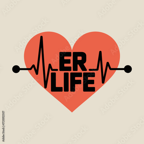 Er life heartbeat graphic medical emergency room concept