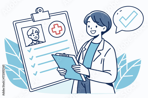 Professional Healthcare Vector with Doctor and Clipboard