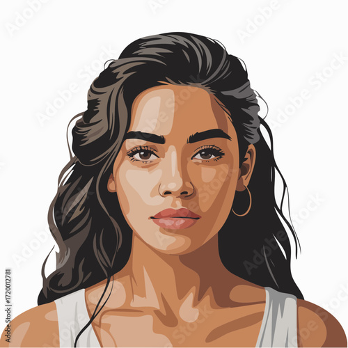 bold minimalism – oil-paint style hispanic woman portrait for modern greeting cards & gift wrap