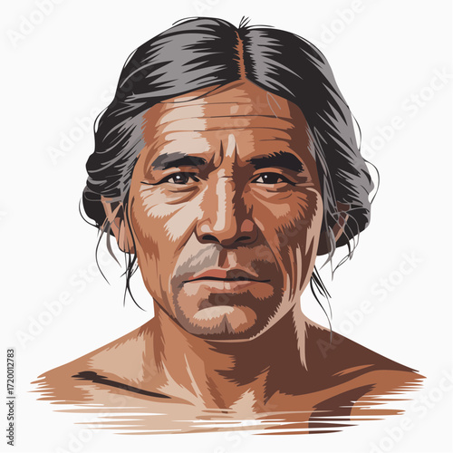 heritage wisdom – digital gouache elder portrait for cultural greeting cards & gift wrap