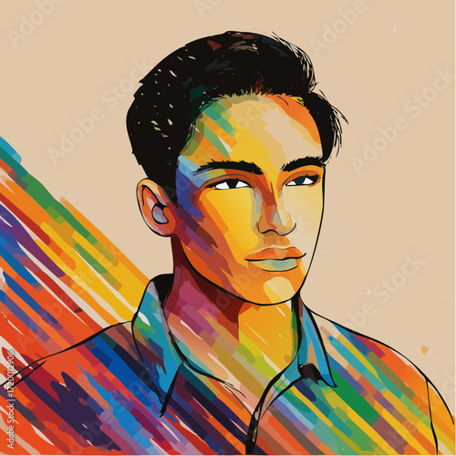 pensive youth – pencil & watercolor hybrid portrait for thoughtful greeting cards & gift wrap