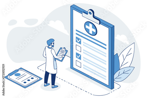 Digital Health Form Vector with Character Illustration