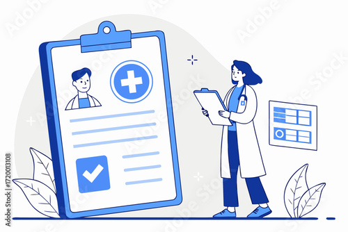 Professional Medical Worker Vector with Patient Card