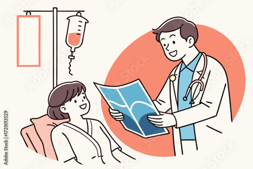 Clinical Examination Vector with Senior and IV Stand