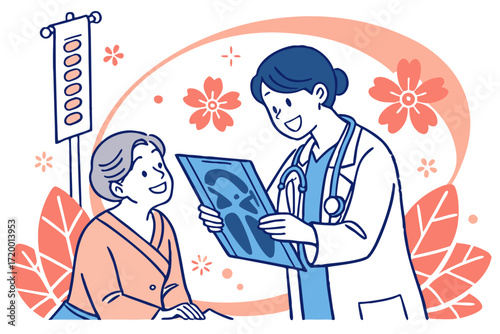Patient Care Vector with X-Ray Film and Nurse